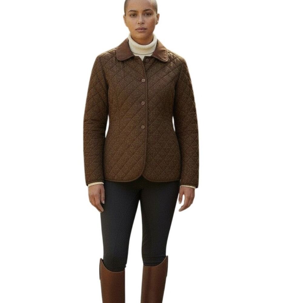VTG Marvin Richards Women's Choclate Brown Diamond Quilted Riding Jacket Size XL